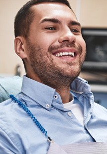 Man smiling at the dentist